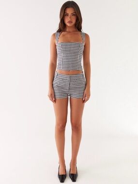 Peppermayo Clayton Tailored Shorts Black Gingham Size 4